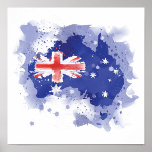 Australia Watercolor Map Poster