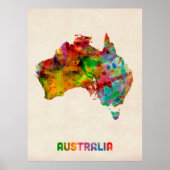 Australia Watercolor Map Poster (Voorkant)