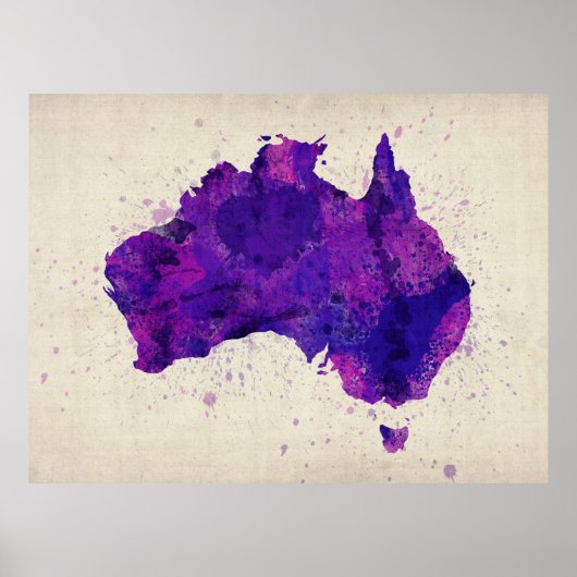Australia Watercolor Map Poster (Voorkant)