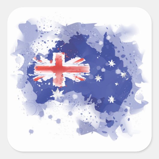 Australia Watercolor Map Vierkante Sticker (Voorkant)