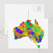 Australia Waterverf Map Briefkaart (Voorkant / Achterkant)