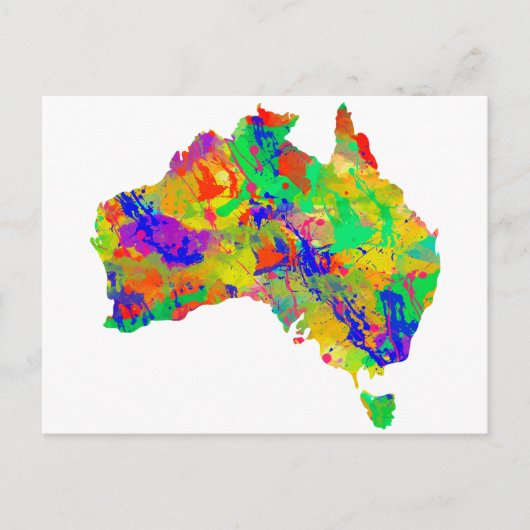 Australia Waterverf Map Briefkaart (Voorkant)