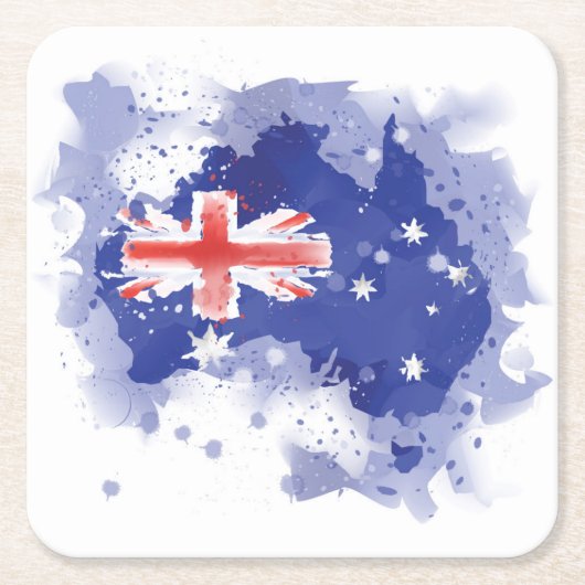 Australia Waterverf Map Kartonnen Onderzetters (Voorkant)