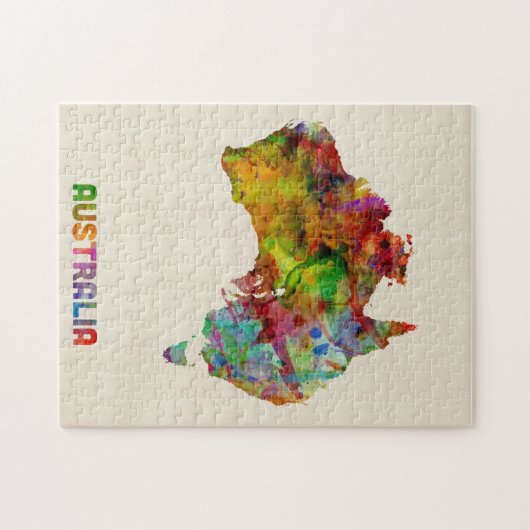 Australia Waterverf Map Legpuzzel (Horizontaal)