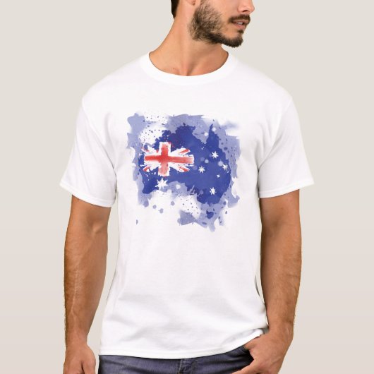Australia Waterverf Map T-shirt (Voorkant)