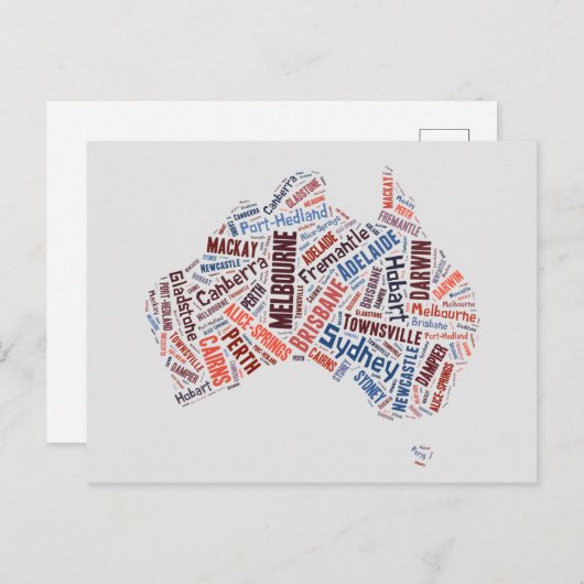 Australia Word Art Briefkaart (Voorkant / Achterkant)