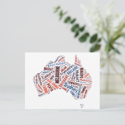 Australia Word Art Briefkaart (Staand voorkant)