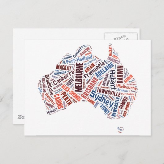 Australia Word Art Briefkaart (Voorkant / Achterkant)