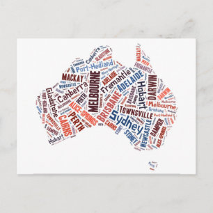 Australia Word Art Briefkaart
