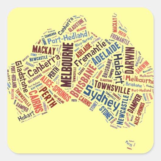 Australia Word Art Vierkante Sticker (Voorkant)