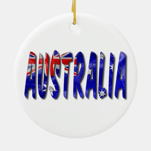 Australia Word with Flag Texture Ceramic Ornament (Achterkant)