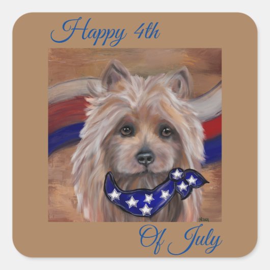 AUSTRALIAANSE TERRIER VIERKANTE STICKER (Voorkant)