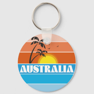 Australian 80's sunset retro logo metal print clas sleutelhanger