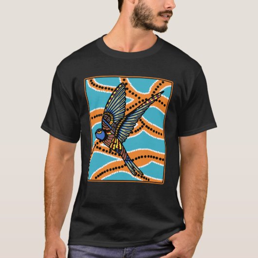 Australian Aborginial Artwork Bird of Paradise T-shirt (Voorkant)
