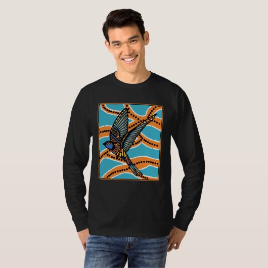 Australian Aborginial Artwork  Bird of Paradise T-shirt (Voorkant volledig)