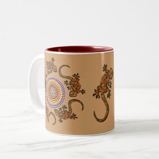 Australian Aboriginal Art Gift Tweekleurige Koffiemok (Voorkant links)