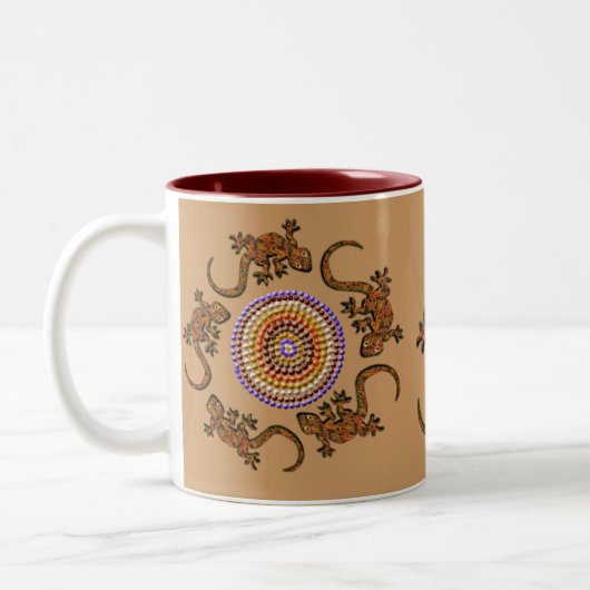Australian Aboriginal Art Gift Tweekleurige Koffiemok (Links)