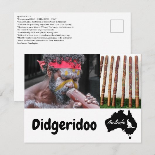Australian Aboriginal Didgeridoo Briefkaart (Voorkant / Achterkant)
