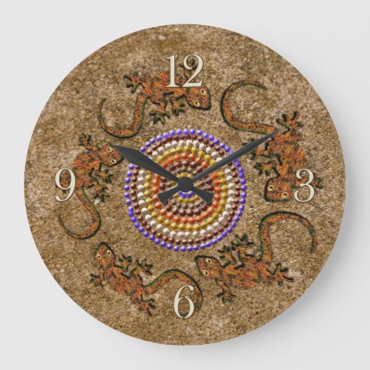 Australian Aborigine Dreamweaver & Animals Grote Klok (Voorkant)