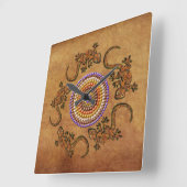 Australian Aborigine Dreamweaver & Animals Vierkante Klok (Hoek)