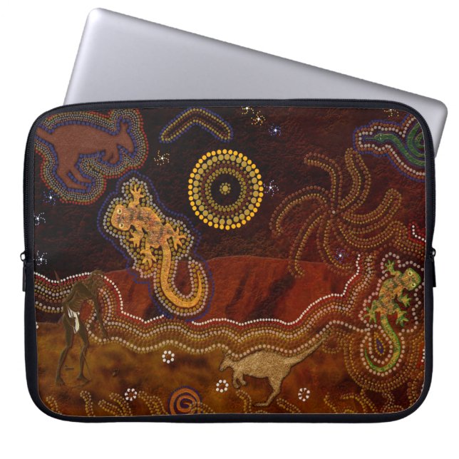 Australian Aborigines Hunting Kangaroo & Geckos Laptop Sleeve (Voorkant)