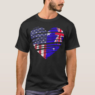 Australian American Grown Heart USA Patriot Herita T-shirt