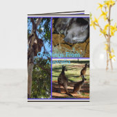 Australian Animal Collage, Birthday Greeting Card Kaart (Gele Bloem)