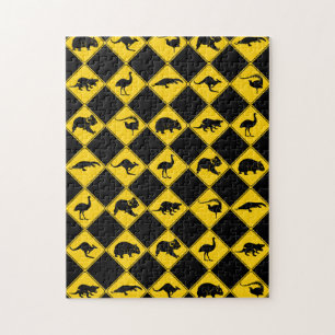 Australian Animal Road Signs Checkerboard Pattern Legpuzzel