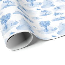Australian Animal Toile (Blue) Wrapping Paper Cadeaupapier