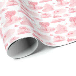 Australian Animal Toile (Coral) Wrapping Paper Cadeaupapier