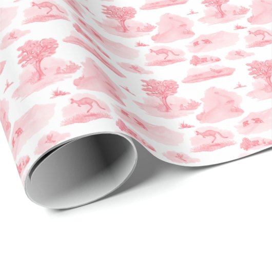 Australian Animal Toile (Coral) Wrapping Paper Cadeaupapier (Rol Hoek)