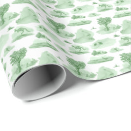 Australian Animal Toile (Green) Cadeaupapier