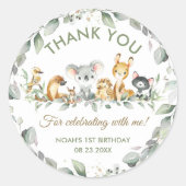 Australian Animals 1st Birthday Baby shower Favor Ronde Sticker (Voorkant)