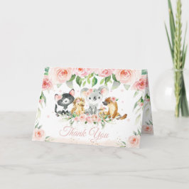 Australian Animals Blush Pink Floral Baby shower Bedankkaart