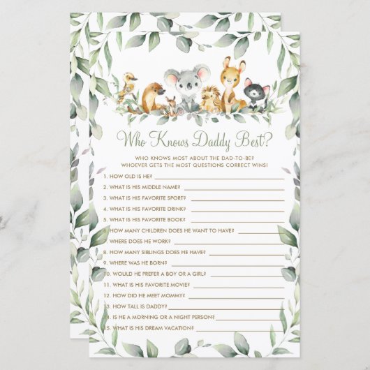 Australian Animals Green die papa het beste spel k (Voorkant / Achterkant)