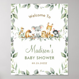 Australian Animals Greenery Baby shower Welkom Poster
