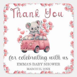 Australian Animals Koala Baby shower BEDANKT Vierkante Sticker