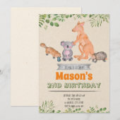 Australian Animals verjaardag uitnodiging (Voorkant / Achterkant)