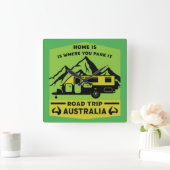 Australian Aussie Caravan Caravanning Summer Vierkante Klok (Huis)