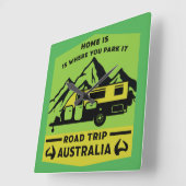 Australian Aussie Caravan Caravanning Summer Vierkante Klok (Hoek)