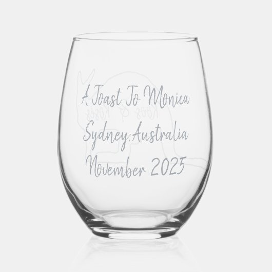 Australian Bachelorette Party Stemless Wine Glass Wijnglas Zonder Voet (Achterkant)