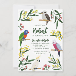 Australian Birds Birthday Invitation Kaart