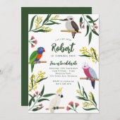 Australian Birds Birthday Invitation Kaart (Voorkant / Achterkant)