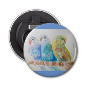 Australian Birds Budgie Waterverf Art Button Flesopener (Voorkant)