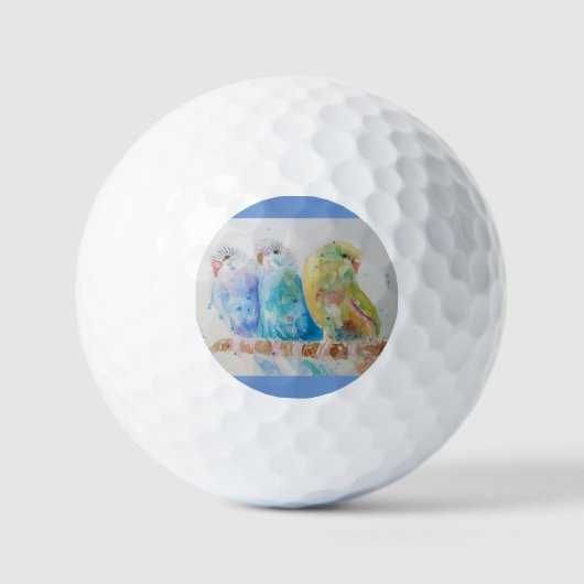 Australian Birds Budgie Waterverf Art Golfballen (Voorkant)