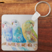 Australian Birds Budgie Waterverf Art Key Ring Sleutelhanger (Achterkant)
