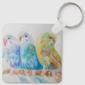 Australian Birds Budgie Waterverf Art Key Ring Sleutelhanger (Achterkant)