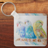 Australian Birds Budgie Waterverf Art Key Ring Sleutelhanger (Voorkant)