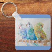 Australian Birds Budgie Waterverf Art Key Ring Sleutelhanger (Voorkant)