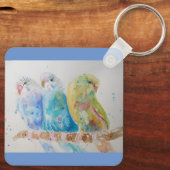 Australian Birds Budgie Waterverf Art Key Ring Sleutelhanger (Achterkant)